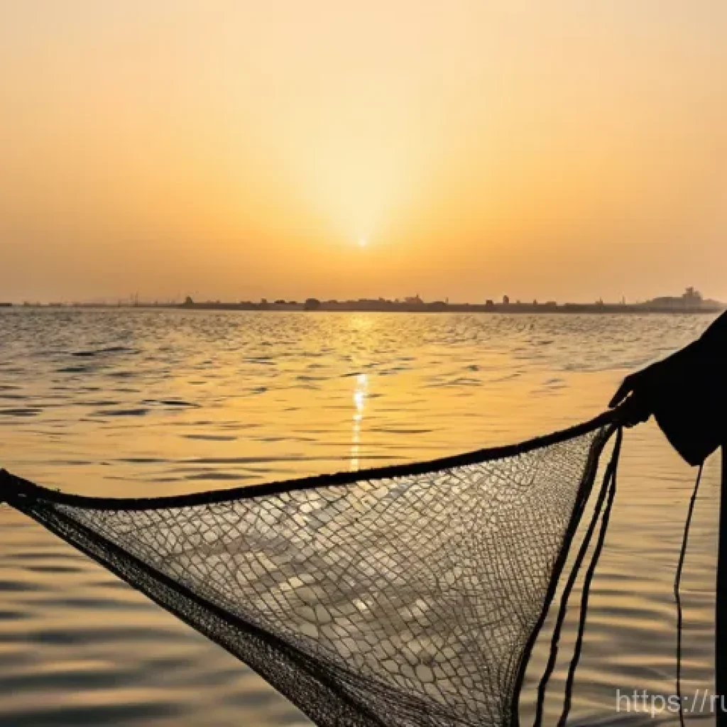 바레인 바다와 어업 - **Prompt:** "A serene, wide-angle shot of an elderly Bahraini fisherman, his face etched with wisdom...